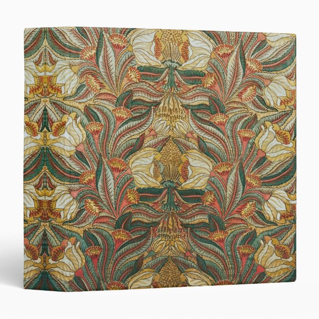 William Morris Style Pink Green Botanical Binder (Front/Spine)