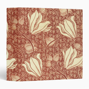 William Morris Style Red Lily Floral Pattern Binder