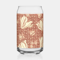 William Morris Style Red Lily Floral Pattern