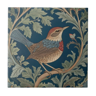William Morris style Right facing Wren Bird Tile