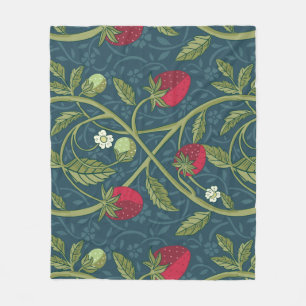 William Morris Style Strawberry Floral Pattern  Fleece Blanket