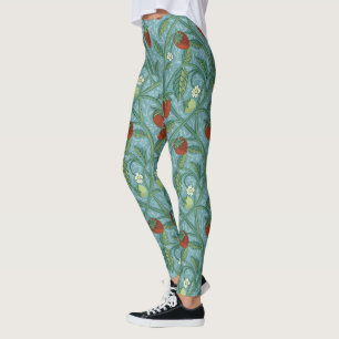 William Morris Style Strawberry Thief Floral Leggings