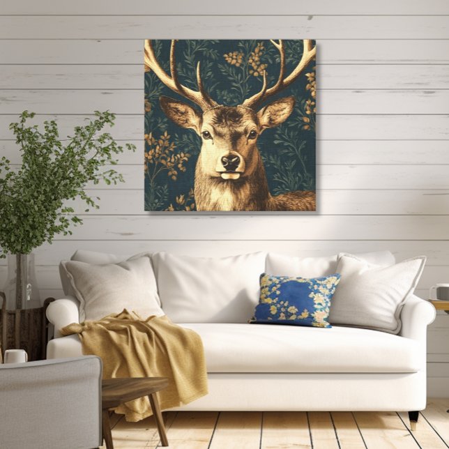 William Morris Style Vintage Deer  Canvas Print (Creator Uploaded)