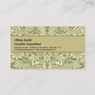 William Morris Sunflower Green Flower  Business Card