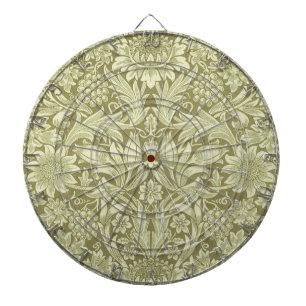 William Morris Sunflower Green Flower  Dartboard