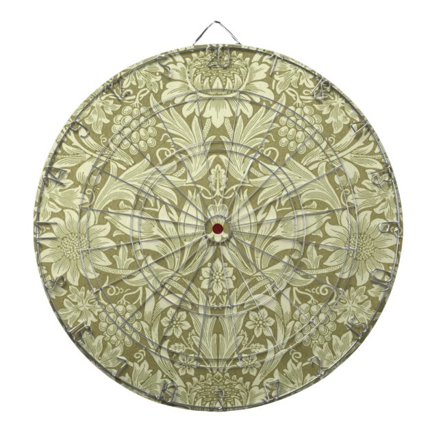 William Morris Sunflower Green Flower  Dartboard (Front)