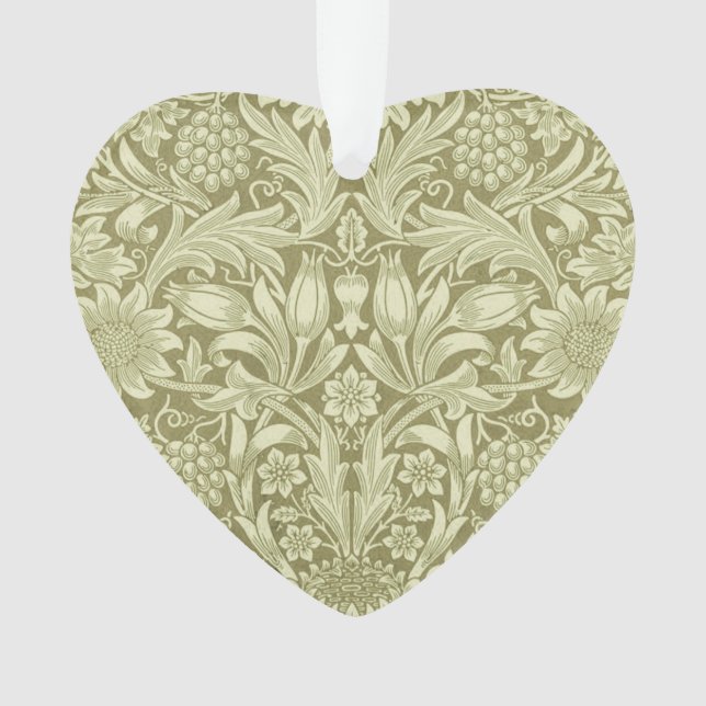William Morris Sunflower Green Flower  Ornament (Front)