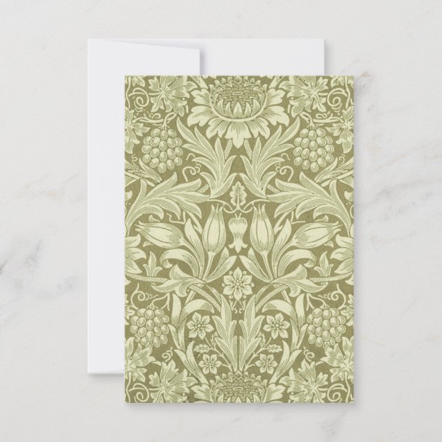 William Morris Sunflower Vintage Olive Damask (Front)