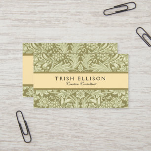 William Morris Sunflower Vintage Olive Damask Business Card