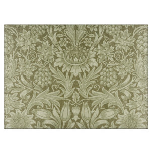 William Morris Sunflower Vintage Olive Damask Cutting Board