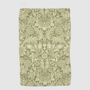 William Morris Sunflower Vintage Olive Damask Golf Towel