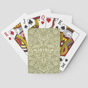 William Morris Sunflower Vintage Olive Damask Playing Cards