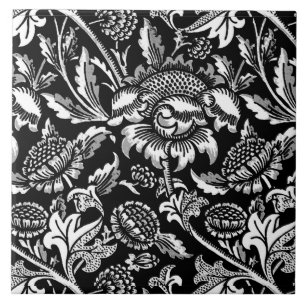 William Morris Sunflowers, Black and White Tile