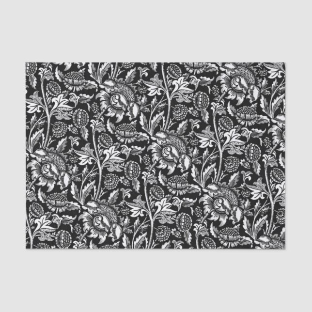 William Morris Sunflowers, Black and White Tissue Paper (Front)