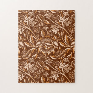 William Morris Sunflowers, Chocolate Brown & Beige Jigsaw Puzzle