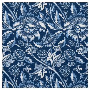 William Morris Sunflowers, Dark Blue and White Fabric