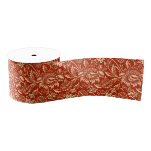 William Morris Sunflowers, Mandarin Orange Grosgrain Ribbon