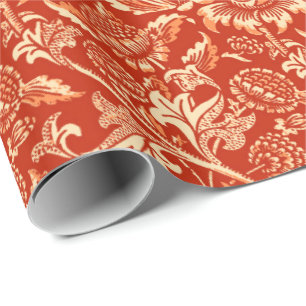 William Morris Sunflowers, Mandarin Orange Wrapping Paper