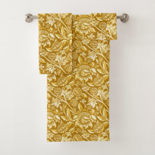 William Morris Sunflowers, Mustard Yellow / Gold Bath Towel Set