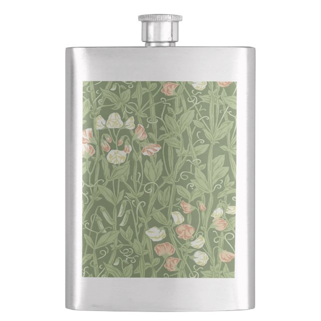 William Morris Sweet Pea Floral Design Hip Flask (Front)