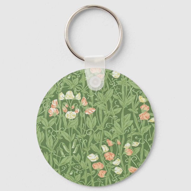 William Morris Sweet Pea Floral Design Keychain (Front)