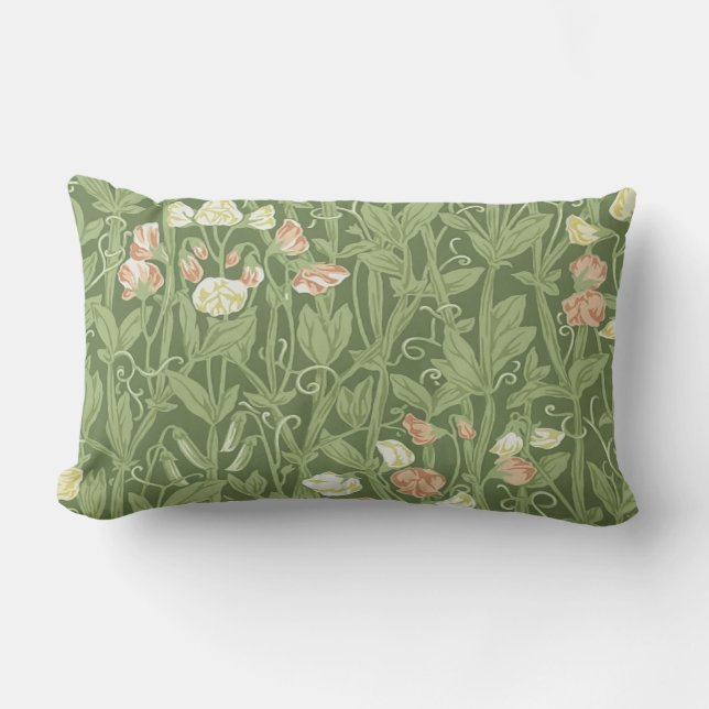 William Morris Sweet Pea Floral Design Lumbar Pillow (Front)