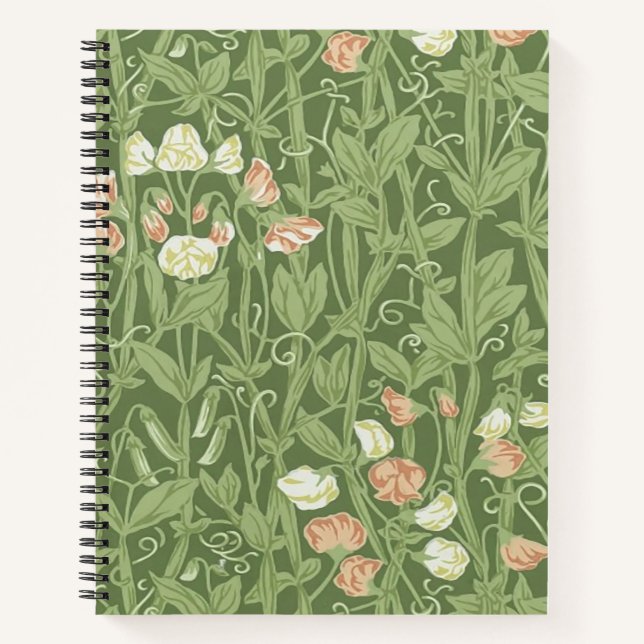 William Morris Sweet Pea Floral Design Notebook (Front)