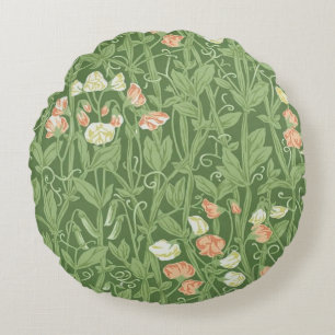 William Morris Sweet Pea Floral Design Round Pillow