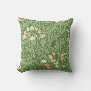 William Morris Sweet Pea Floral Design Throw Pillow