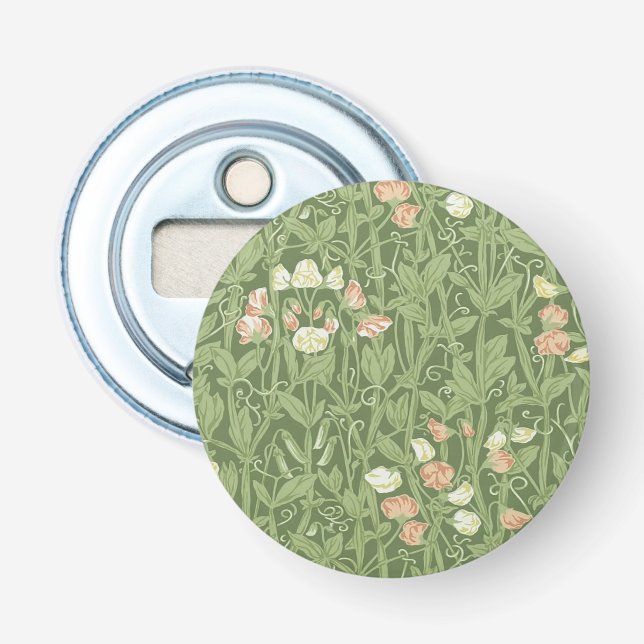 William Morris Sweet Pea Pattern Vintage Botanical Bottle Opener (Front)