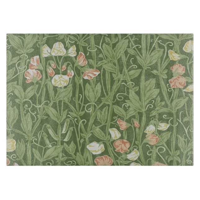 William Morris Sweet Pea Pattern Vintage Botanical Cutting Board (Front)