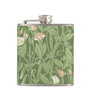William Morris Sweet Pea Pattern Vintage Botanical Hip Flask