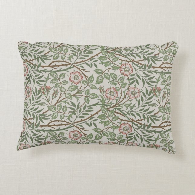 William Morris Sweetbriar Floral Art Nouveau Accent Pillow (Back)