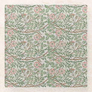 William Morris Sweetbriar Floral Art Nouveau Glass Coaster