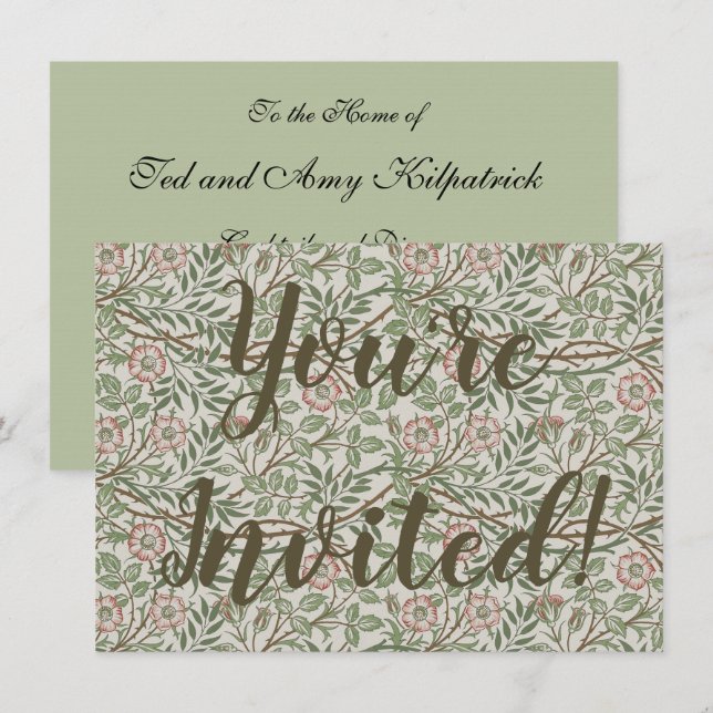 William Morris Sweetbriar Floral Art Nouveau Invitation (Front/Back)