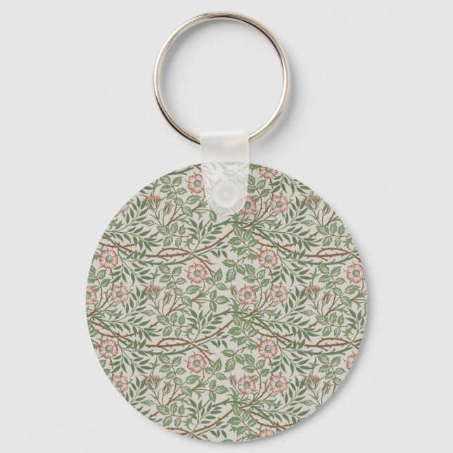 William Morris Sweetbriar Floral Art Nouveau Keychain (Front)