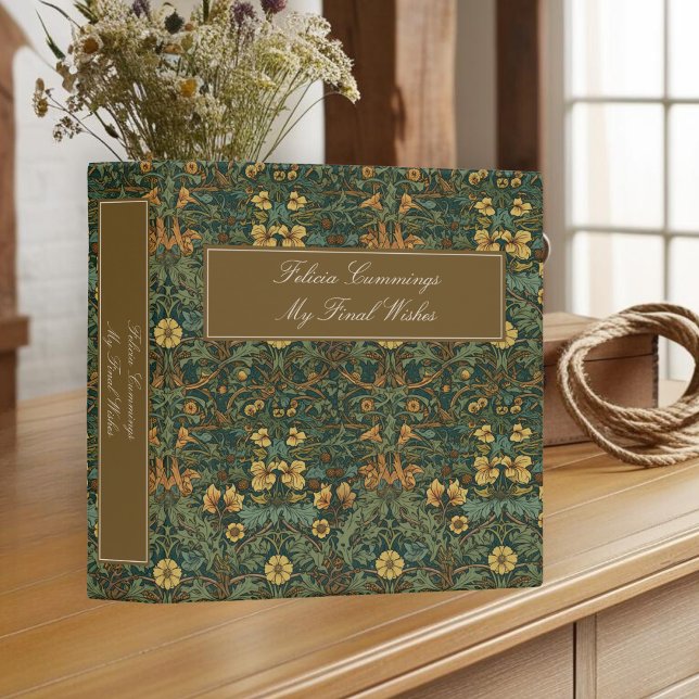 William Morris Tapestry Green End of Life Planner Binder (William Morris Tapestry Green End of Life Planner 3 Ring Binder)