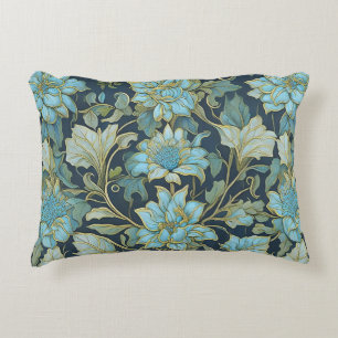 William Morris Teal Flowers Accent Pillow