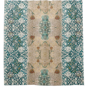 William Morris Teal Terracotta Floral Vine Pattern