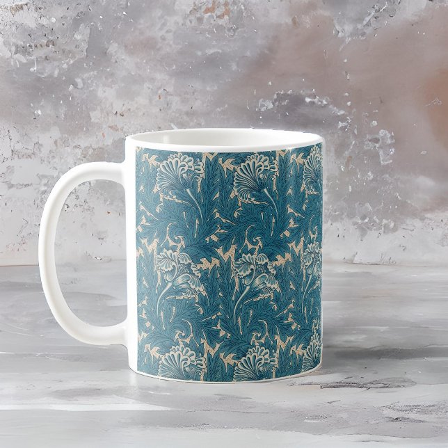 William Morris Teal Tulip Pattern Coffee Mug (Creator Uploaded)