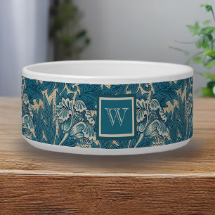 William Morris Tealish Blue Tulip with Monogram