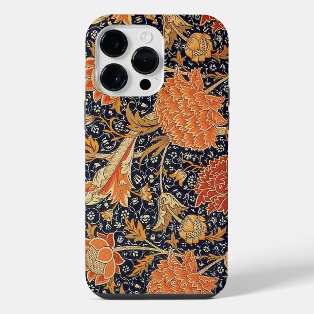 William Morris Textile Pattern Cray iPhone Case (Back)