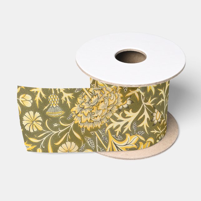 William Morris The Cherwell Design For Velveteen Satin Ribbon (Spool)