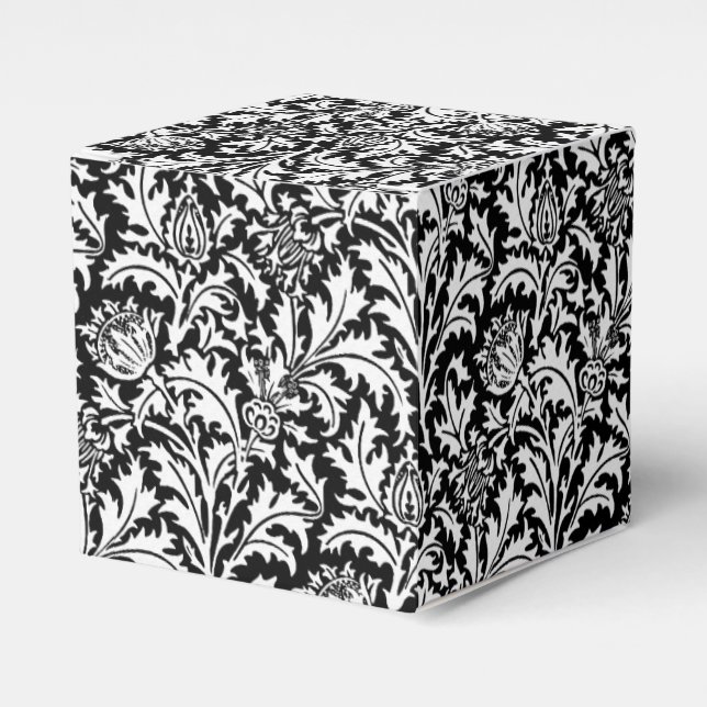 William Morris Thistle Damask, Black and White Favor Box (Front Side)