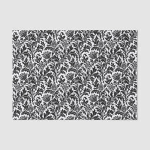 William Morris Thistle Damask, Black on White Tissue Paper