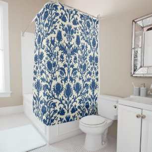William Morris Thistle damask Cobalt Blue & White