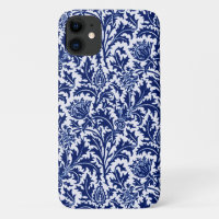 William Morris Thistle Damask, Cobalt Blue & White