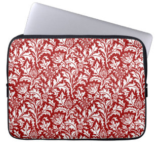 William Morris Thistle Damask, Dark Red & White Laptop Sleeve