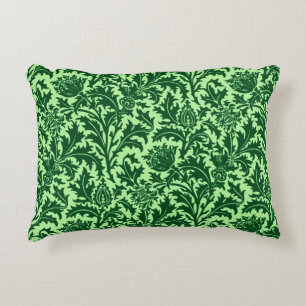 William Morris Thistle Damask, Emerald Green Accent Pillow