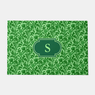 William Morris Thistle Damask, Emerald Green  Doormat